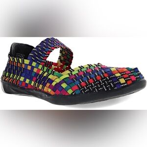 Bernie Mev size 40 multi-coloured woven mesh slip-on sandals 1" heel
